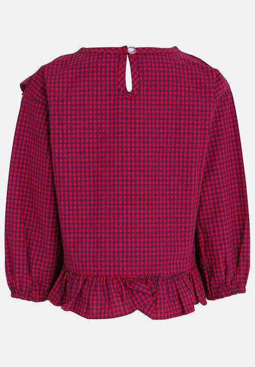 Pop Candy - Printed Frill Blouse Maroon
