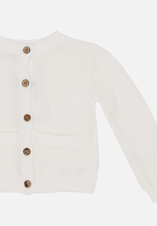 Pop Candy - Button Up Cardigan White