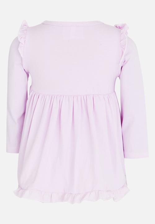 Pop Candy - Long Sleeve Frill Top Pale Purple