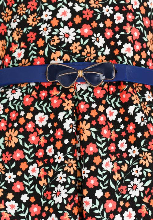 Pop Candy - Long Sleeve  Belted Dress Multi-colour
