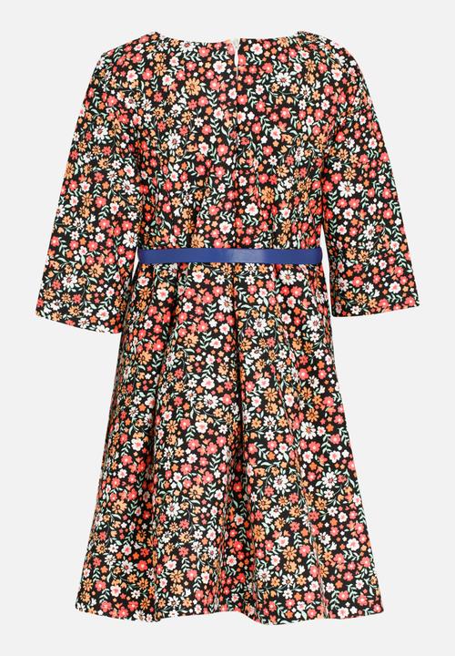 Pop Candy - Long Sleeve  Belted Dress Multi-colour