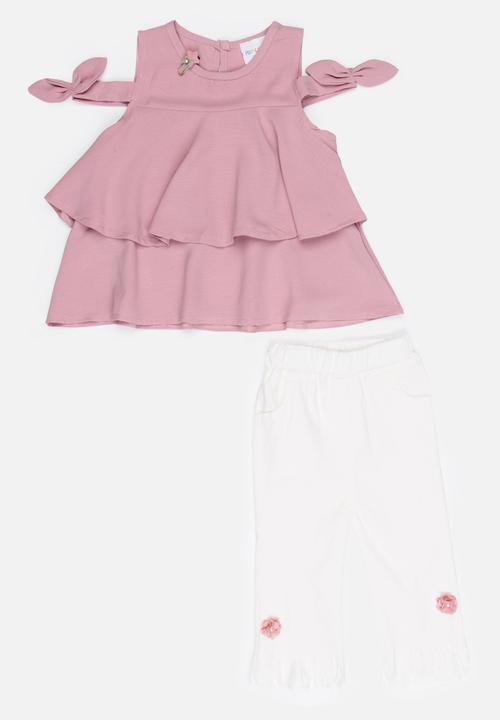 Pop Candy - Blouse With 3/4 Pant Set Mid Pink