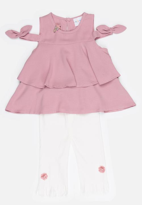 Pop Candy - Blouse With 3/4 Pant Set Mid Pink