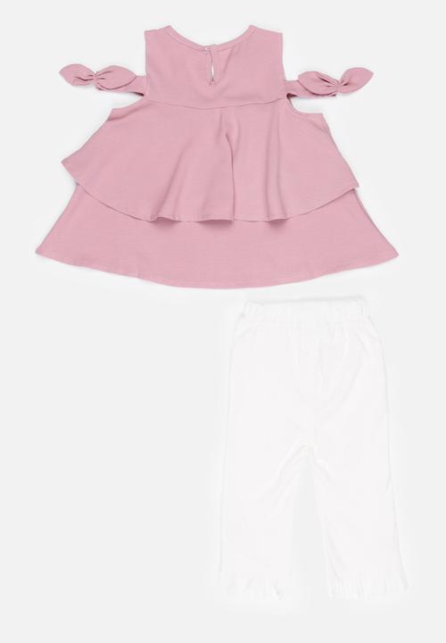 Pop Candy - Blouse With 3/4 Pant Set Mid Pink