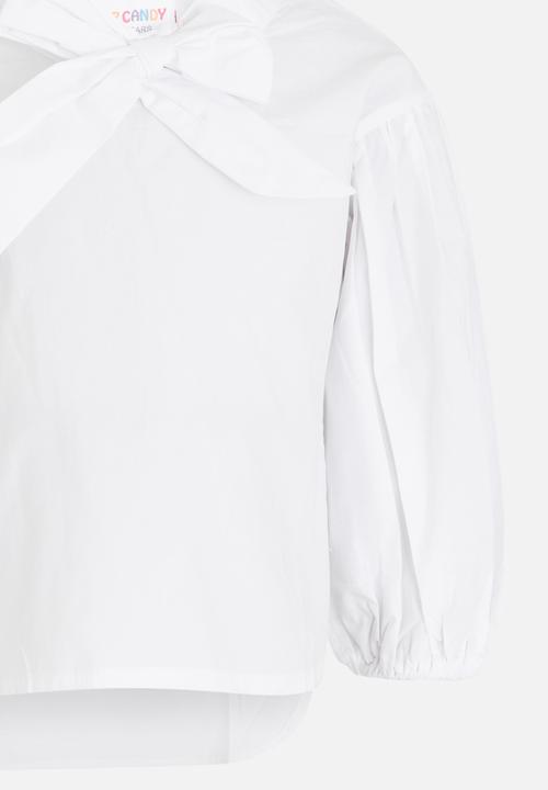 Pop Candy - Pussy Bow Blouse White