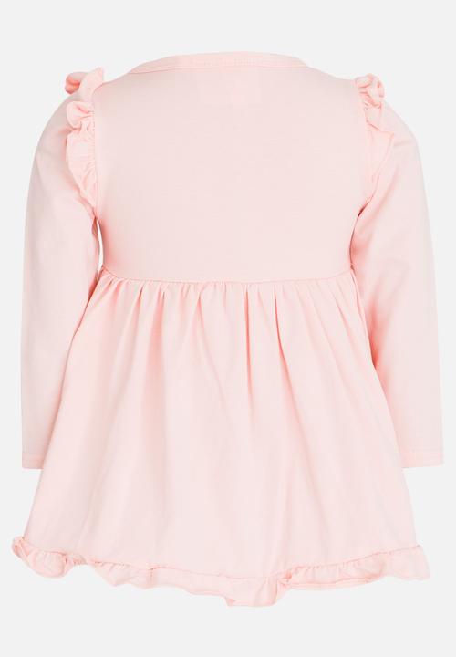 Pop Candy - Long Sleeve Frill Top Pale Pink