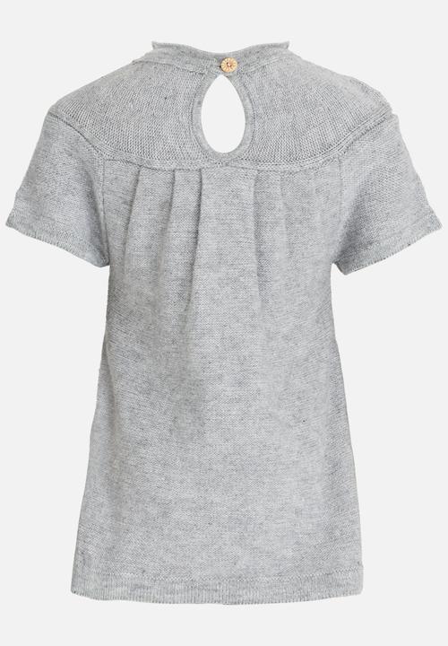 Pop Candy - Jersey Dress with Cable Knit Detail Grey