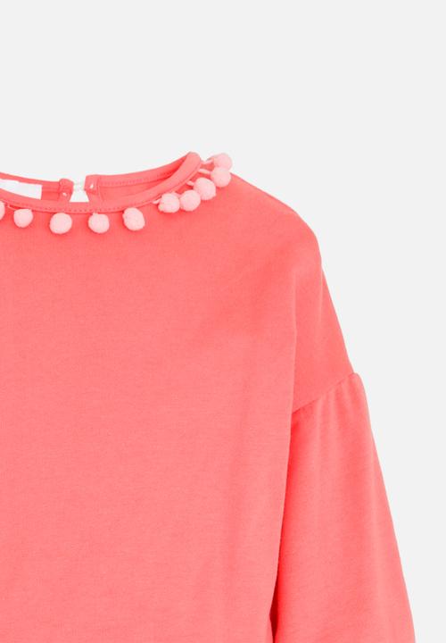 Pop Candy - Sweat top with bobble detail - coral
