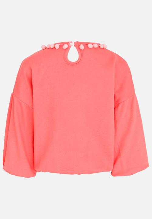 Pop Candy - Sweat top with bobble detail - coral