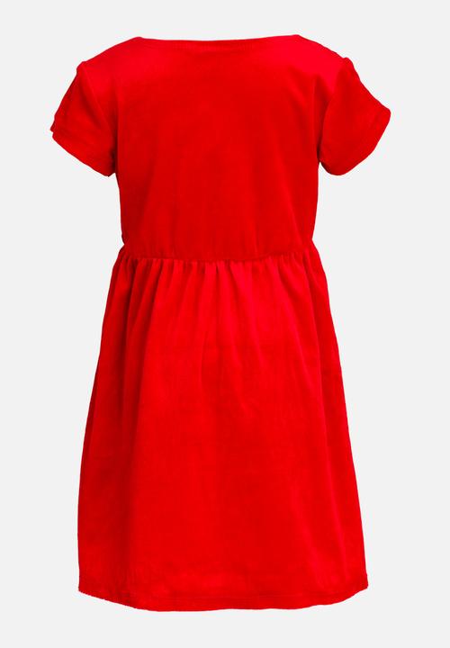Pop Candy - Velour dress with bow detail - red