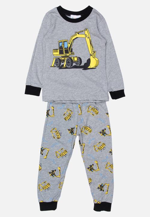 Pop Candy - Tractor Printed PJ Set Grey
