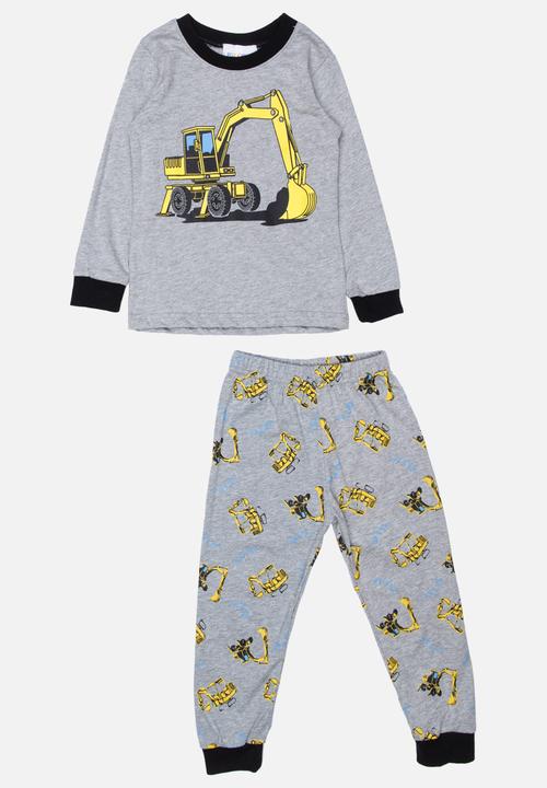 Pop Candy - Tractor Printed PJ Set Grey