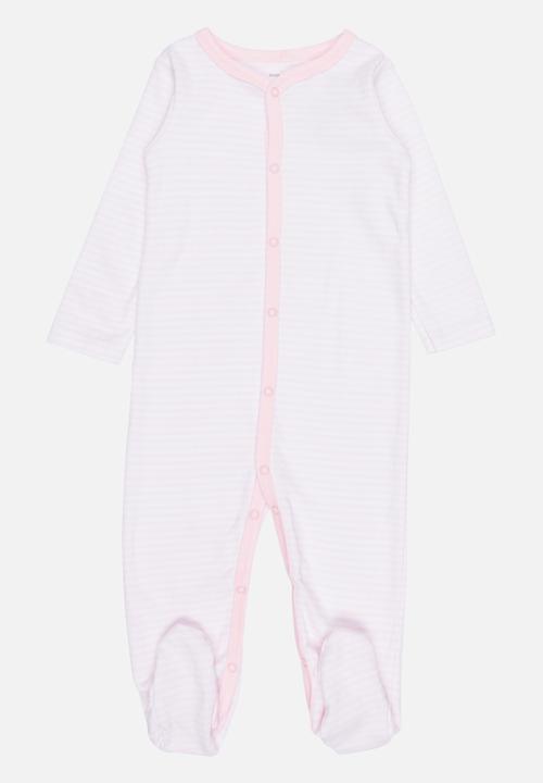 Pop Candy - Printed stripe sleep suit - pink & white 