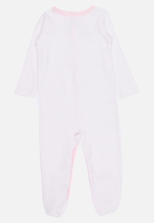 Pop Candy - Printed stripe sleep suit - pink & white 