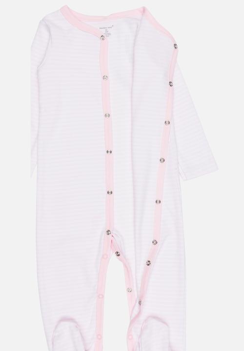 Pop Candy - Printed stripe sleep suit - pink & white 