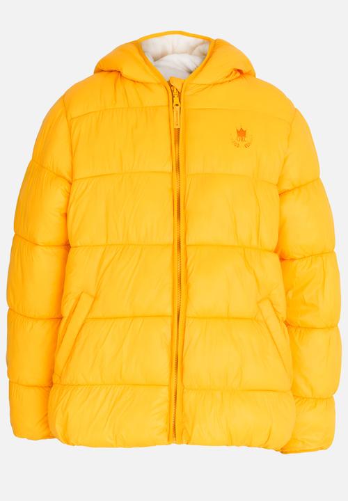 Pop Candy - Girls Hooded Puffer Jacket Yellow