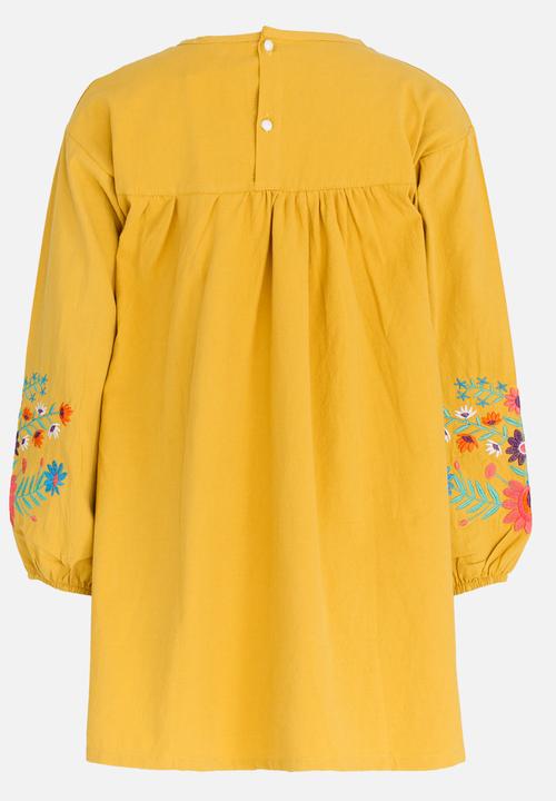 Pop Candy - Printed Long Sleeve Dress Yellow