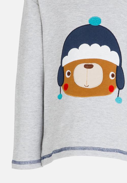 Pop Candy - Long Sleeve Printed Tee Pale Grey