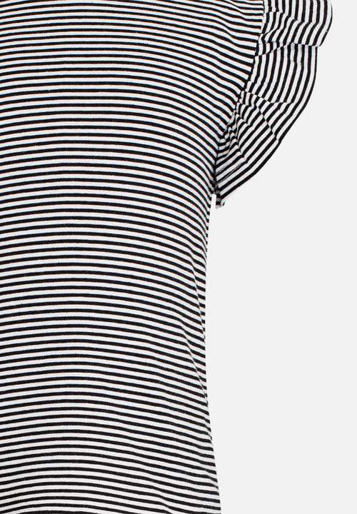 Pop Candy - Short sleeve tee with frill - black & white