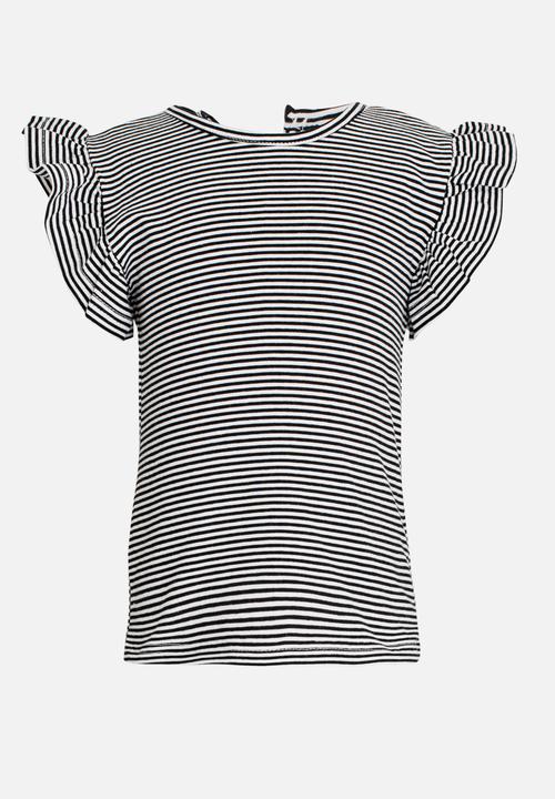 Pop Candy - Short sleeve tee with frill - black & white