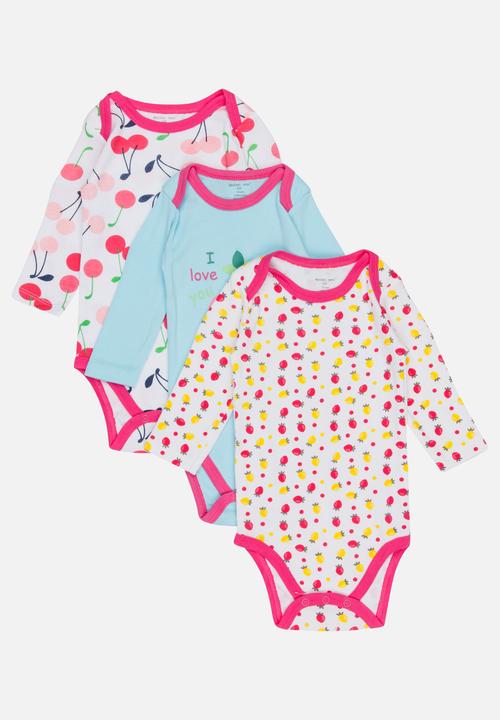 Pop Candy - 3 Pack Printed Bodysuits Mid Pink