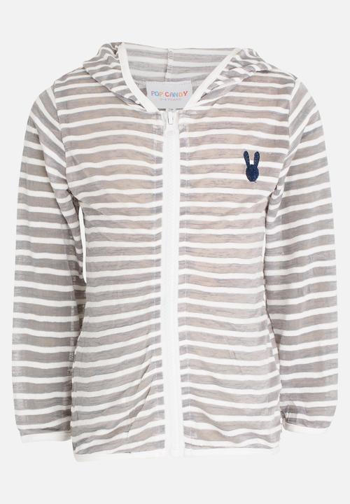 Pop Candy - Boys  Hooded Windbreaker Jacket Grey