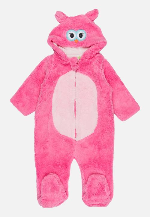 Pop Candy - Fleece Onesie with Embroidered Face Mid Pink