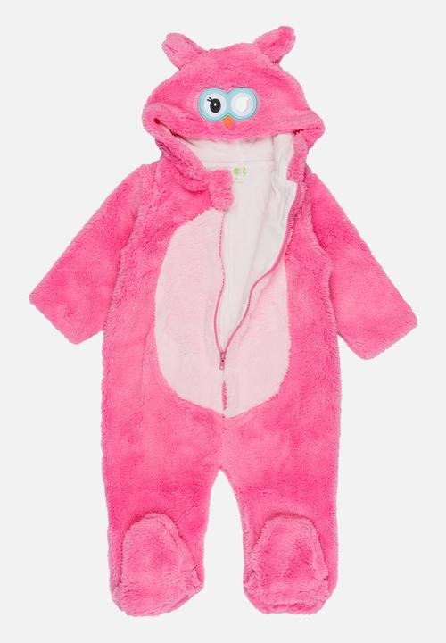 Pop Candy - Fleece Onesie with Embroidered Face Mid Pink