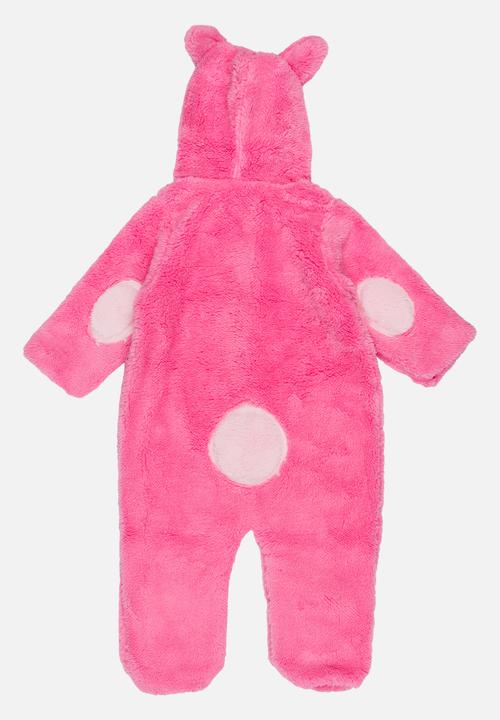 Pop Candy - Fleece Onesie with Embroidered Face Mid Pink