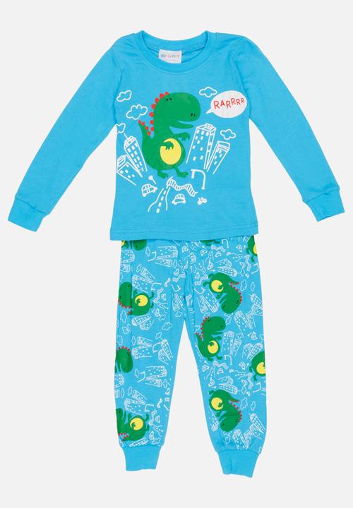 Pop Candy - Dino Printed PJ Set - Blue