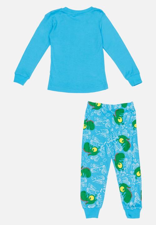 Pop Candy - Dino Printed PJ Set - Blue