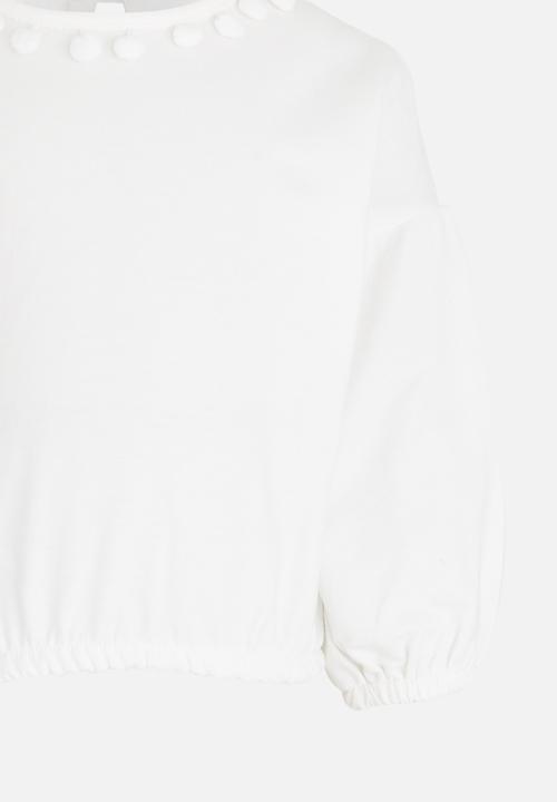 Pop Candy - Sweat top with bobble detail - white