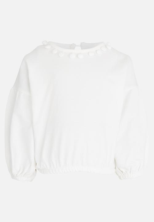 Pop Candy - Sweat top with bobble detail - white