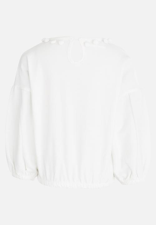 Pop Candy - Sweat top with bobble detail - white