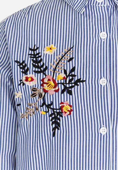 Pop Candy - Printed Long Sleeve Blouse Blue