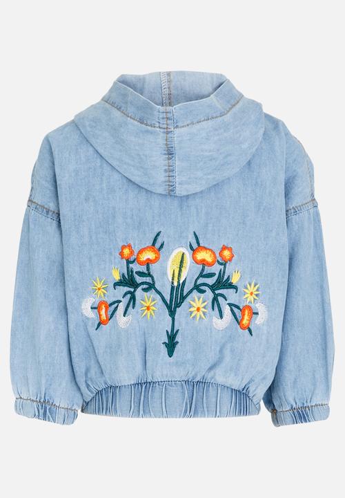 Pop Candy - Embroidered Denim Jacket Blue