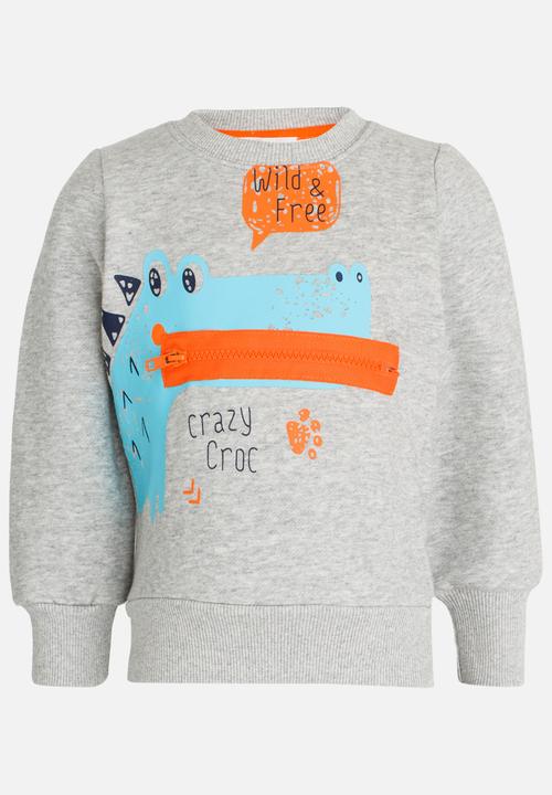 Pop Candy - Printed Sweat Top Grey