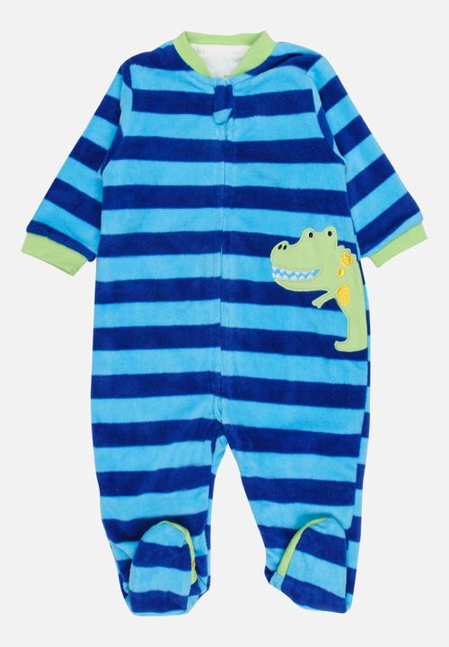 Pop Candy - Stripe dinosaur bodysuit - blue & green