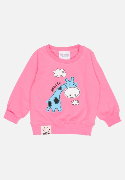 Pop Candy - Girls  Long Sleeve Sweat Top Mid Pink