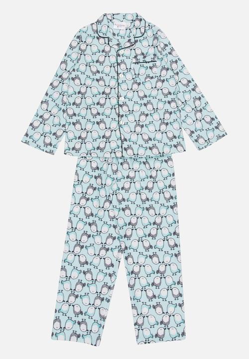 Pop Candy - Printed Flannel PJ Set Blue