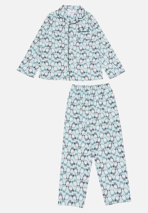 Pop Candy - Printed Flannel PJ Set Blue