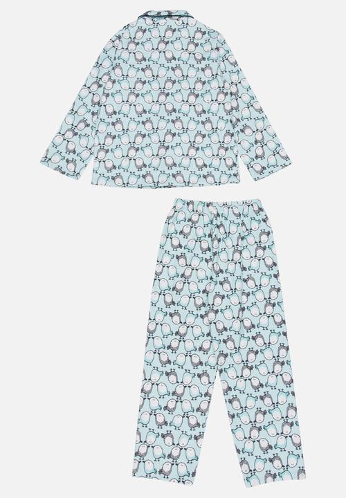 Pop Candy - Printed Flannel PJ Set Blue