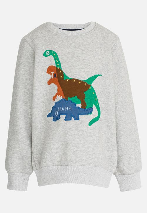 Pop Candy - Printed Dino Sweat Top Grey