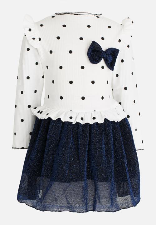 Pop Candy - Printed Combo Dress Navy