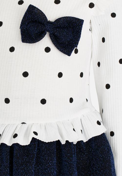 Pop Candy - Printed Combo Dress Navy
