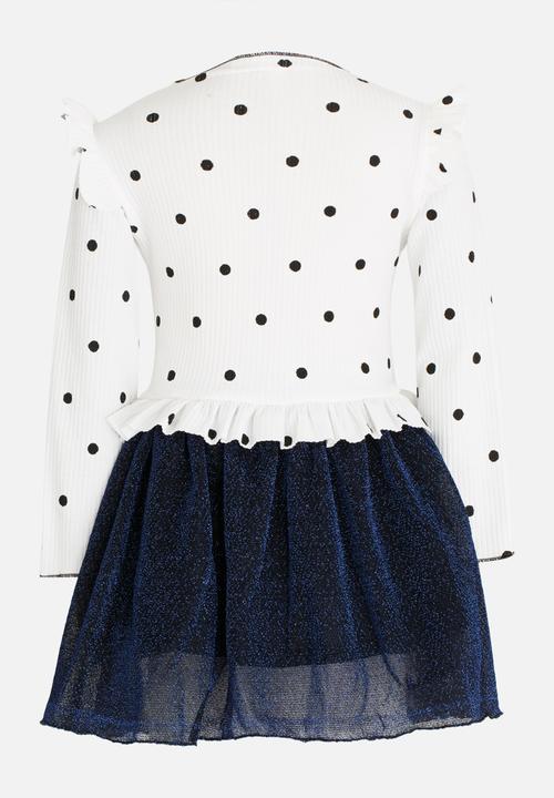 Pop Candy - Printed Combo Dress Navy