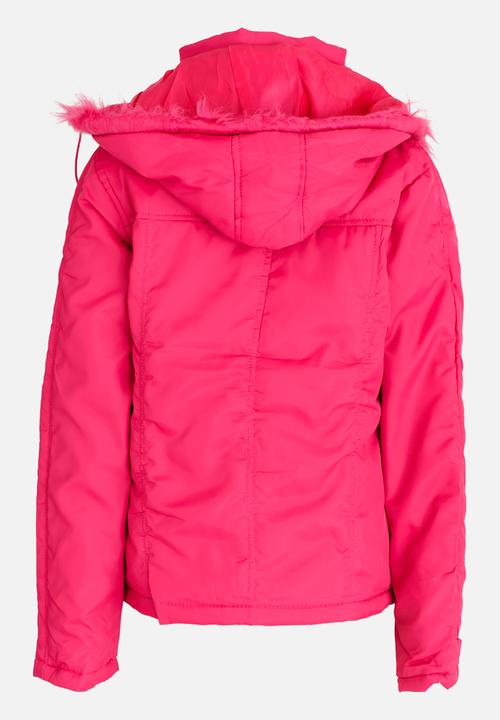 Pop Candy - Zip Through Hooded Jacket Mid Pink