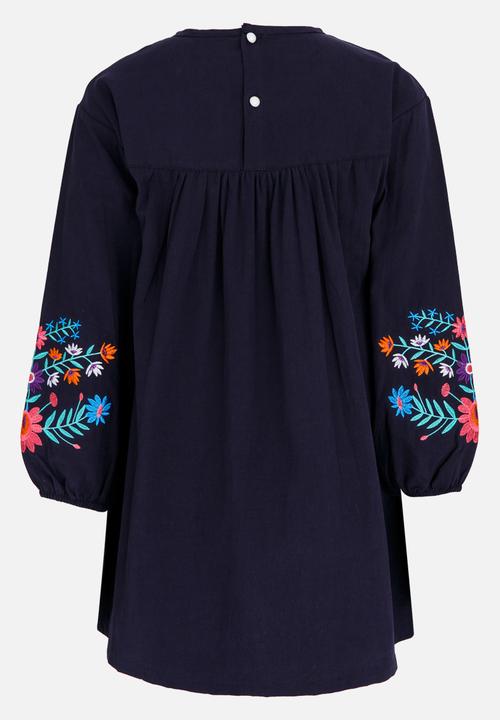 Pop Candy - Printed Long Sleeve Dress Navy
