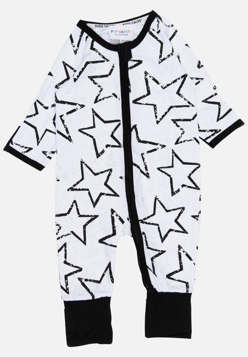 Pop Candy - Printed  Sleepsuit Black and White