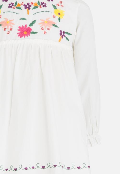 Pop Candy - Long Sleeve Printed Dress White